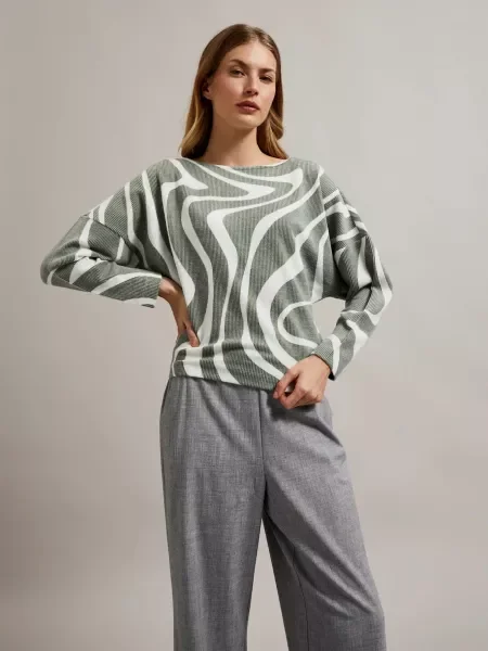 Bluză Moodo cu imprimeu geometric kaki