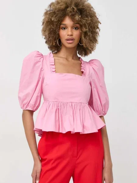 Блуза Custommade Darine дамска с изчистен дизайн розово