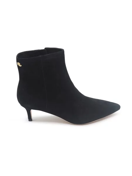 Botki Ralph Lauren zamszowe na szpilce czarne