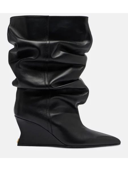 Botine Balmain din piele cu pană negru