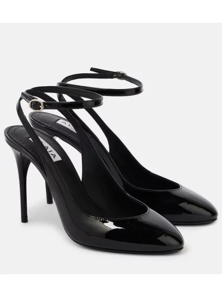 Pantofi cu toc Alaïa din piele de lac negru