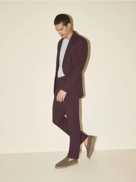 Reserved Garniturowe spodnie slim fit mahoniowy
