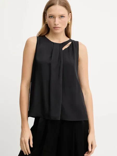 Armani Exchange bluză uni negru