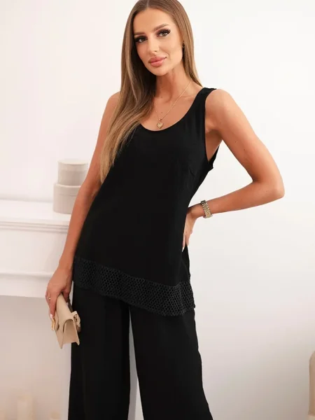 Bluzka Kesi Włoski na ramiączkach czarna