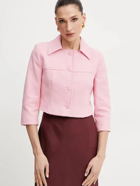 Сако Weekend Max Mara с едно копче с изчистен дизайн розово