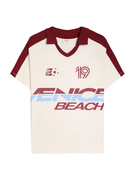 Bershka Tricou albastru deschis / roșu burgundy / roșu vin / murdar alb