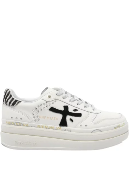 Маратонки Premiata на платформе с принт зебра бяло