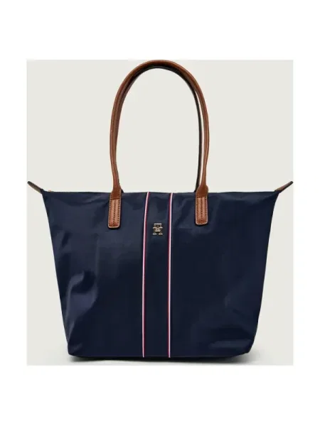 Bőr shopper táska Tommy Hilfiger kék