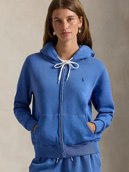 Sweter Polo Ralph Lauren z kapturem niebieski