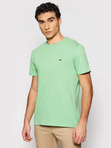 Тениска Lacoste с изчистен дизайн зелено
