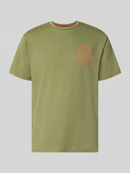T-shirt z nadrukiem z logo i okrągłym dekoltem Scotch & Soda zielona