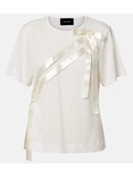 Top Simone Rocha z kokardką z dżerseju biały