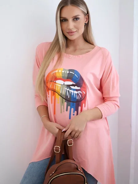 Bluza Kesi z nadrukiem różowa
