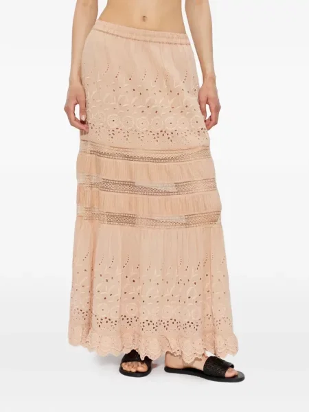 Fusta maxi Allsaints cu broderie roz