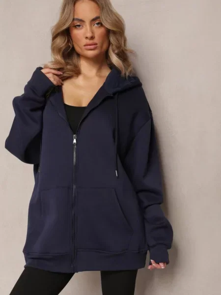 Zasuwana Bluza z Kapturem Narmione granatowa