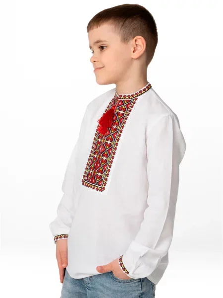 Лляна Дитяча Вишита сорочка Folk Moda білий
