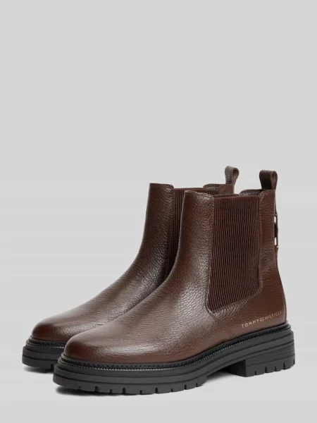Buty chelsea ze skóry Tommy Hilfiger brązowe