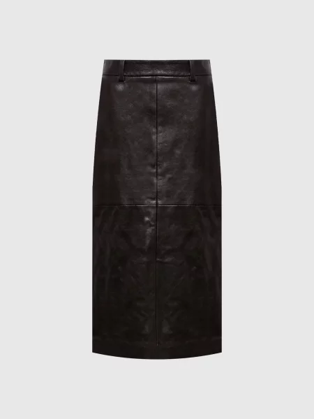 Кожаная юбка Brunello Cucinelli коричневая