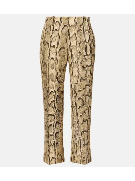 Pantaloni Dries Van Noten cu model piele de șarpe bej