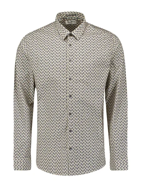 No Excess Cămașă albastru deschis / negru / lână alb