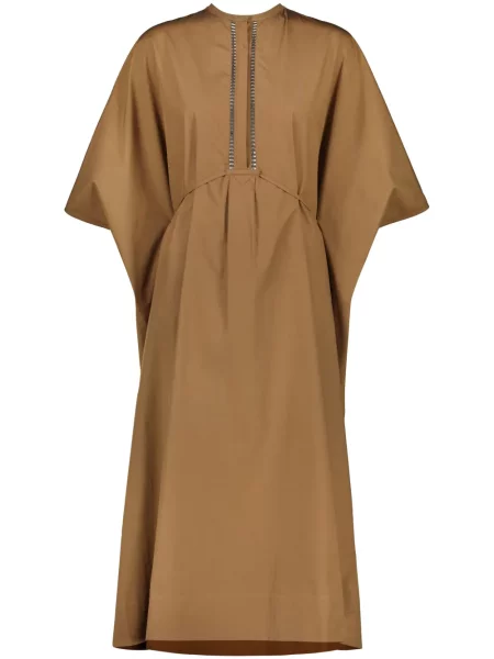 Rochie Yves Salomon din poplin de costum maro