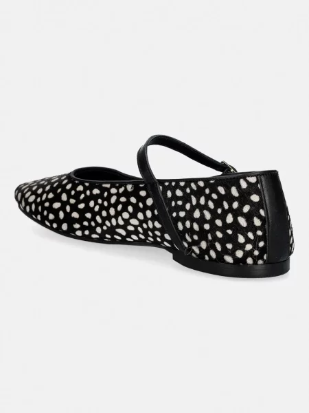 Kožené baleríny Tommy Hilfiger TH BUCKLE CALF HAIR BALLERINAS černé