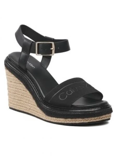 Espadrile Calvin Klein din piele cu pană negru