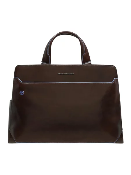 Torba na laptopa Piquadro skórzana brązowa