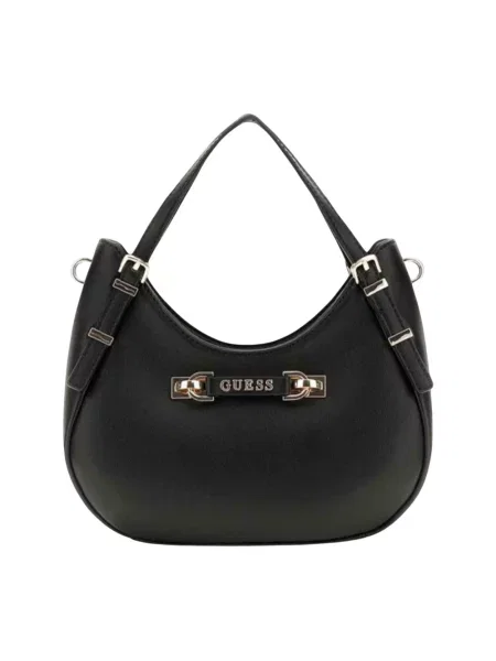 Lniana torebka Guess czarna