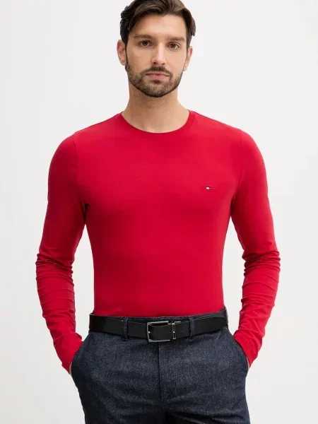 Разтягам тениска с дълъг ръкав Tommy Hilfiger червено