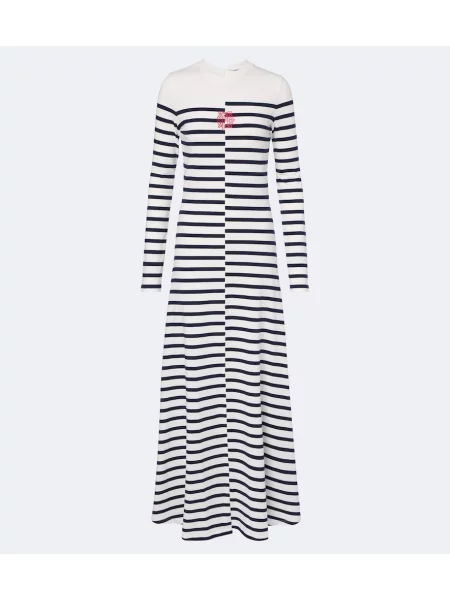 Rochie maxi Jean Paul Gaultier cu dungi din jerseu alb