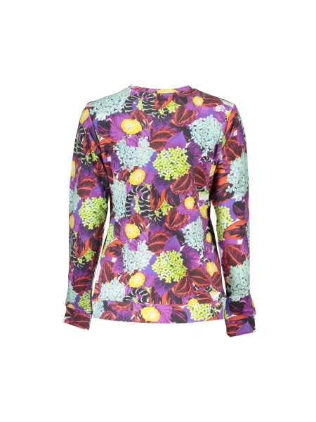 Bluza Cavalli Class z nadrukiem elegancka fioletowa