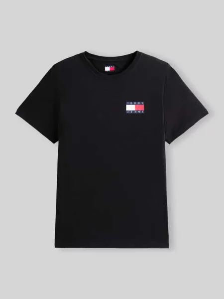 T-shirt o kroju slim fit z czystej bawełny Tommy Jeans czarna