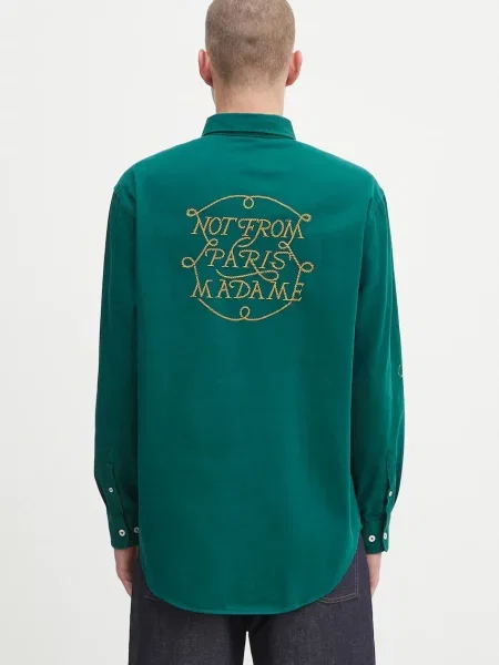 Košulja Drôle de Monsieur La Chemise Slogan Tresses relaxed s button-down ovratnikom zelena