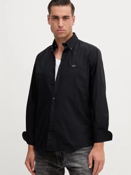 Košulja Paul&Shark regular s button-down ovratnikom crna
