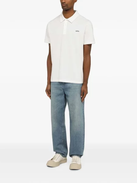 Tricou polo A.p.c. cu autograf alb