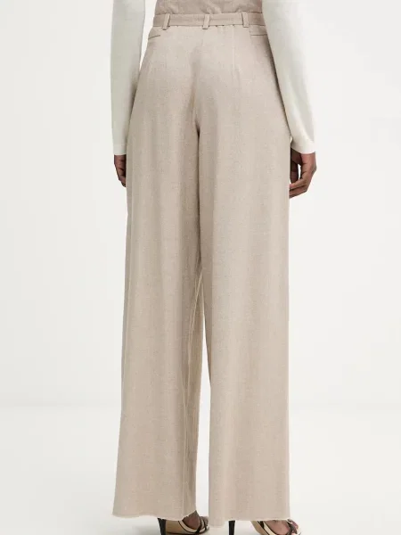 Kalhoty s příměsí vlny Marella high waist béžová