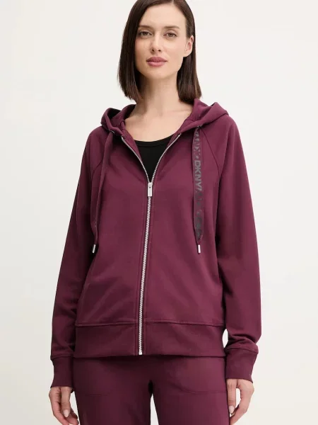 Dkny bluza z kapturem gładka bordowy