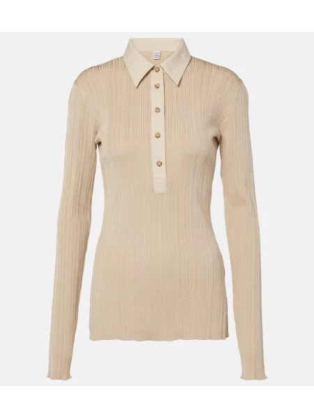 Pulover Toteme din jerseu bej