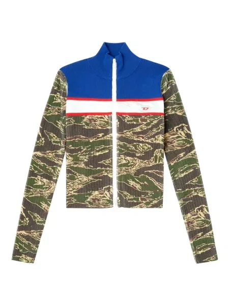 Pulover Diesel cu imagine cu dungi de tigru albastru