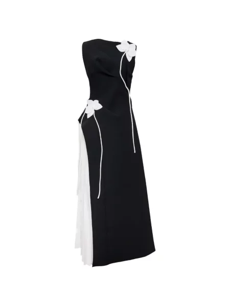 Rochie maxi Acler cu model floral cu aplicații negru