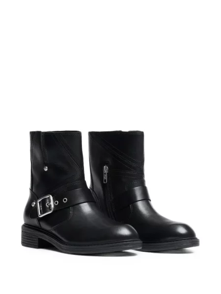 Botine Ash din piele cu model floral negru