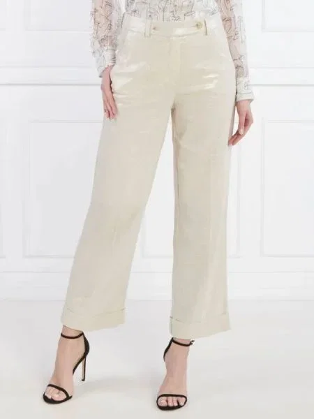 RIANI Nadrág Hose | Relaxed fit len hozzáadásával bézs