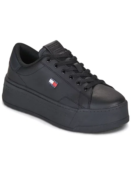 Tenisky Tommy Jeans na platforme s autogramom čierna