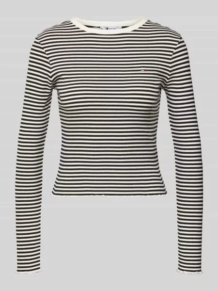 Bluzka z długim rękawem o kroju slim fit z mieszanki bawełny Tommy Jeans czarna