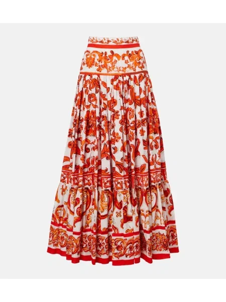 Fustă midi Dolce&gabbana din poplin portocaliu