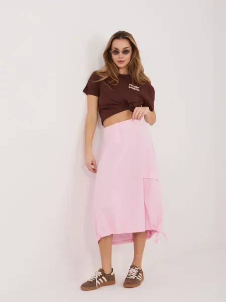 Fustă midi Rue Paris de catifea alb