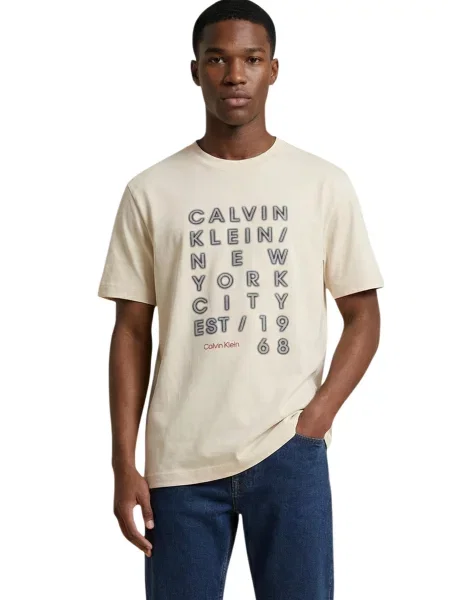 Majica Calvin Klein s kratkimi rokavi bež