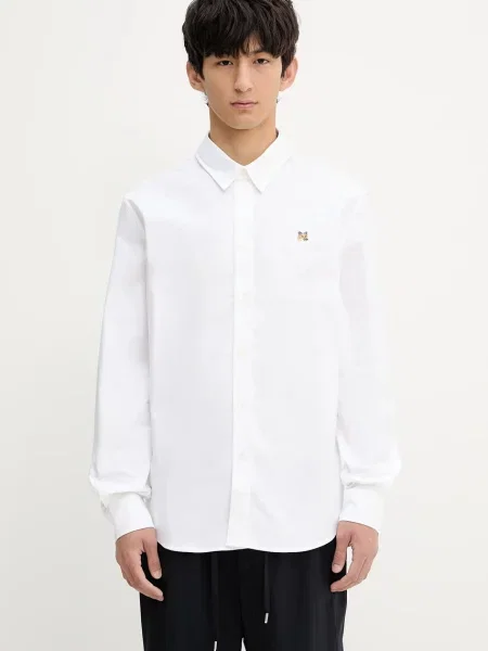 Haftowana koszula Maison Kitsune popelinowa casual biała