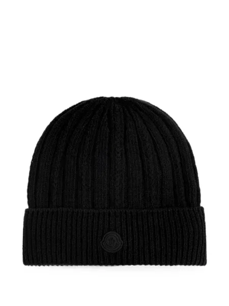 Căciulă Moncler tricotate cu autograf negru